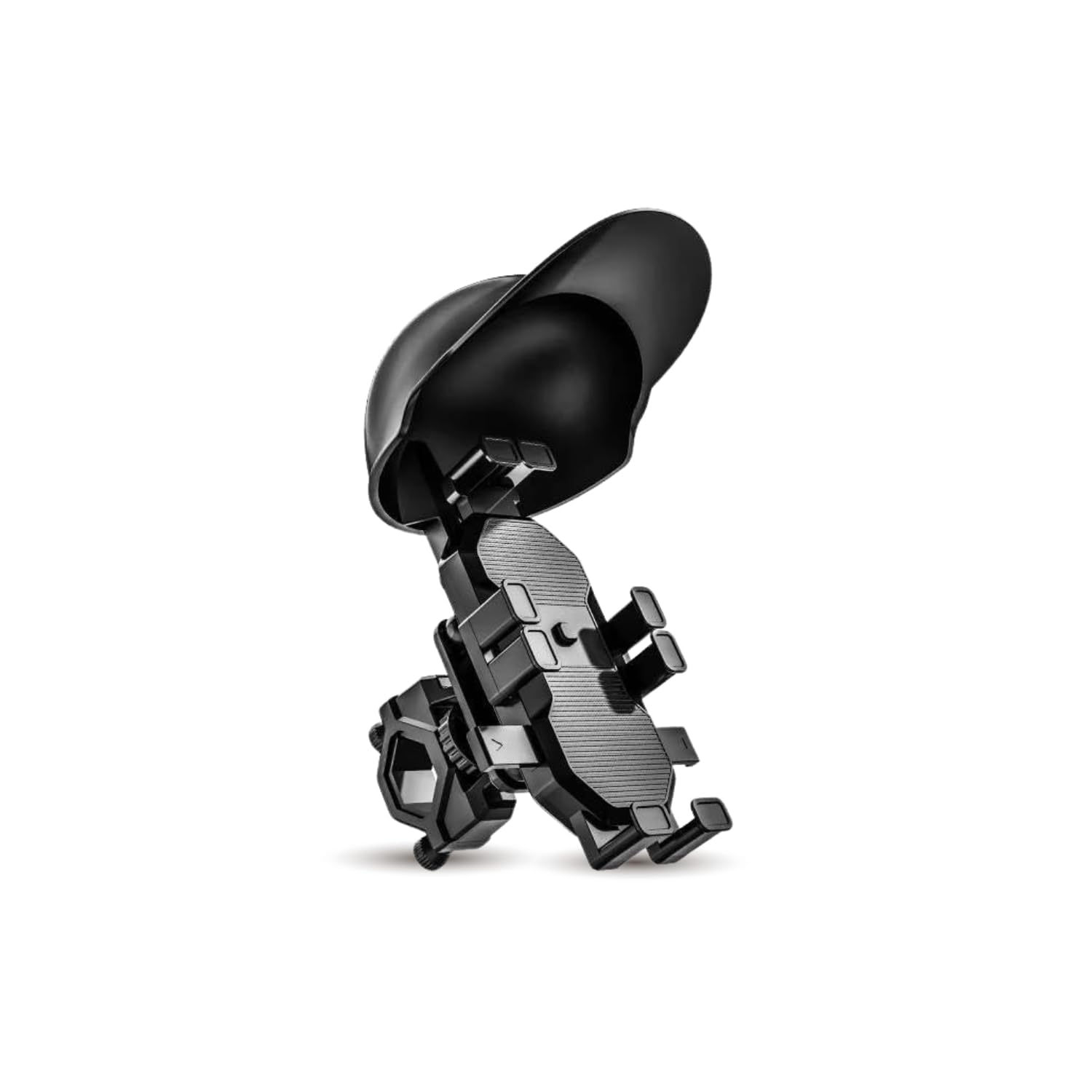 motorcycle phone holder with cap stand design,uv protection, rainproof, flexible & adjustable angle, universal anti-slip mobile mount for bikes & scooters (universal fit) (black)