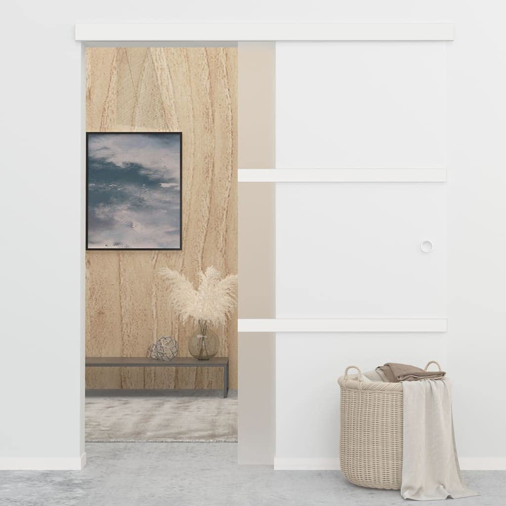 Drzwi przesuwne z miękkimi stoperami, szkło ESG i aluminium 90 x 205 cm, bezramowe drzwi przesuwne do łazienki i prysznica, ciche