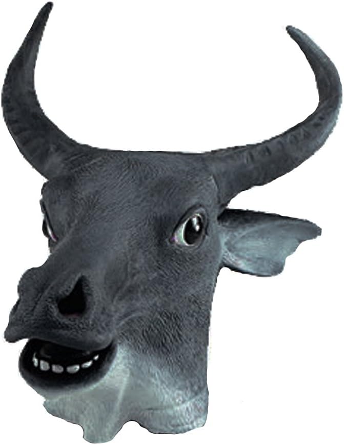 Latex Full Head Black Steer Bull Mask