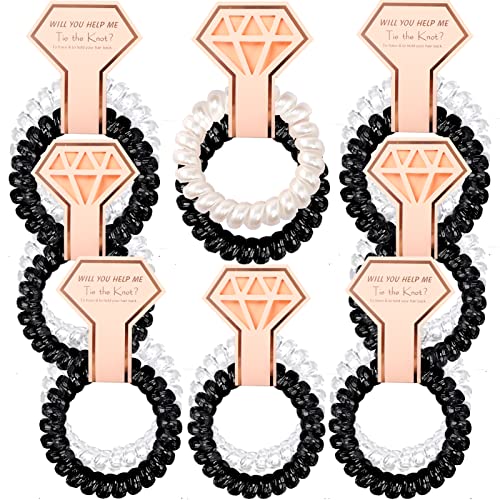 CUTERUI GIFTED Bachelorette Party Favors-16 pcs Black and White Telephone Cord Coil Hair Scrunchies for Bridesmaid Gifts,Bridal Shower Gift,Bridal Shower Favors (black)