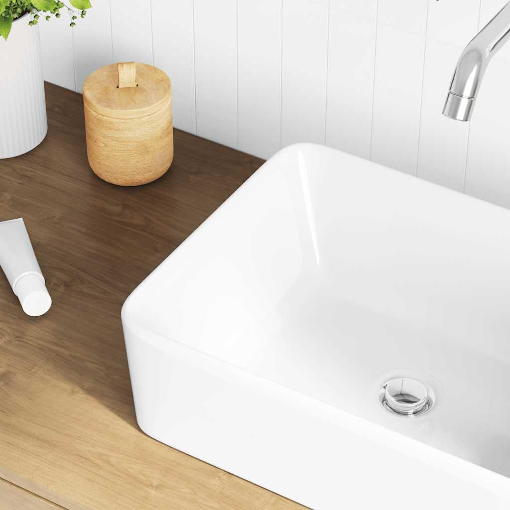 Lavabo in ceramica bianca, 40 x 30 x 13 cm, rettangolare, per bagno, ospiti, WC, ristrutturazione, bagno domestico