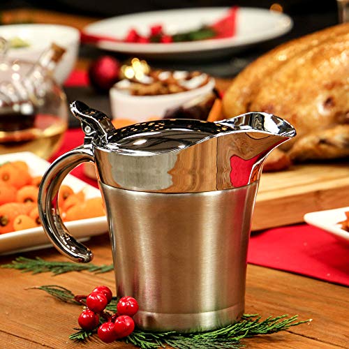 Stainless Steel Gravy Boat - 500ml | Insulated Custard & Cream Server | Thermal Gravy Jug | Milk Jug With Lid | M&W - Image 5