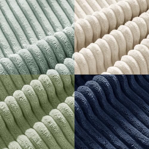 Image of MIULEE Boho Farmhouse Muted Teal Throw Pillow Covers 18x18 Inch Set of 4 Mordern Nordic Cushion Covers Soft Corduroy Spring Home Decor for Couch Bed Sofa Living Room