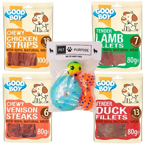 Good Boy Dog Treats Selection Natural Chicken Strips, Lamb Fillets