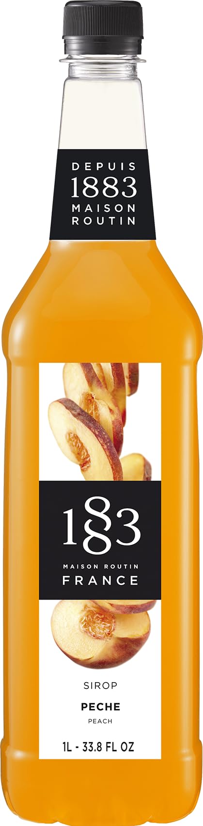 1883 Maison Routin Premium Peach Syrup – Fruity Infusion Perfect For Iced Tea, Cocktails, Mocktails & Sorbet, Natural Fruit Flavour, Allergen-Free, Vegan-Friendly, 1L PET Bottle