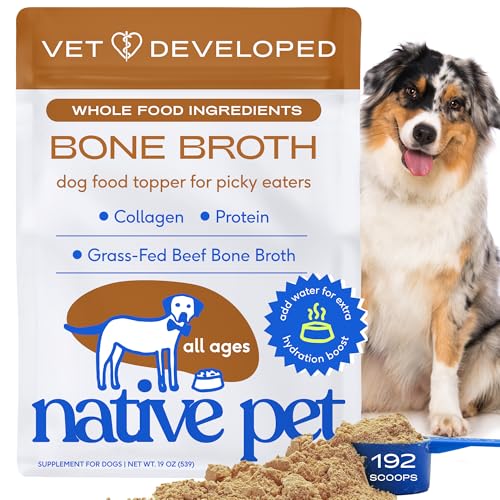 Native Pet Bone Broth for Dogs and Cats - Made with Real Beef Bone Broth, Dog Food Toppers for Picky...