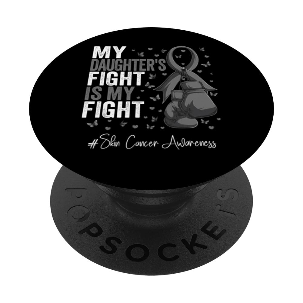 Black Ribbon Survivor Daughter Skin Cancer Awareness PopSockets Swappable PopGrip