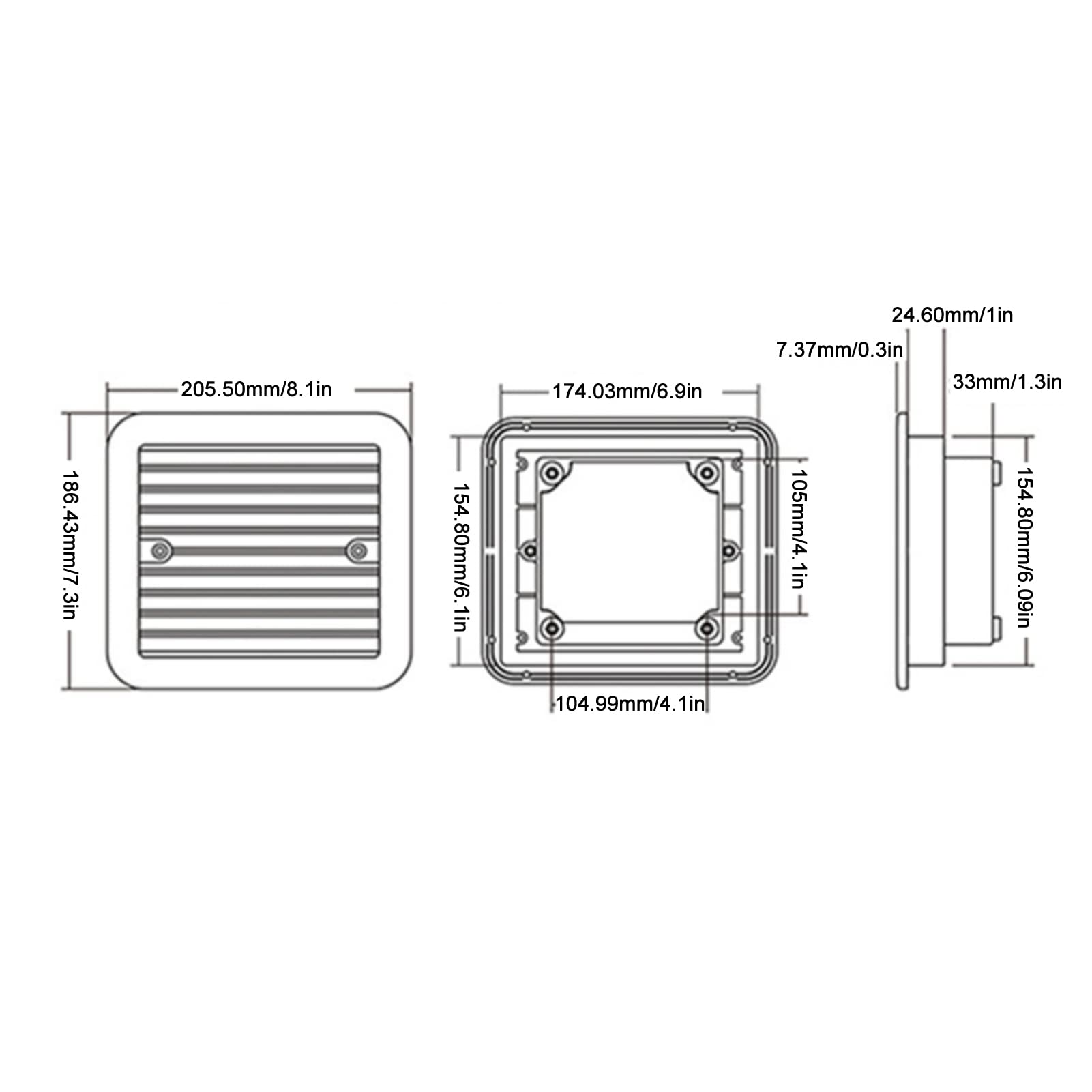 Ventilador de Ventilación Lateral, Extractor de Aire, Ventilador de Escape 12V 3W para RV, Caravana, Autobuses, Remolque Barco Marina Yate