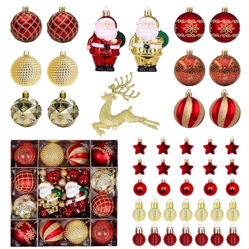 44 Pcs Christmas Ball Ornaments, Colorful Variety Shatterproof Ornaments with Hanging...