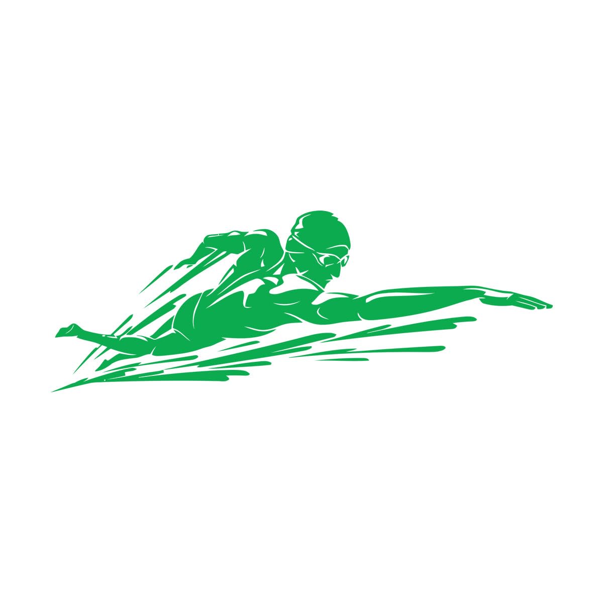 Swimming Pool Swimmer Water Sports School Wall Decals 51.8x145.7cm Multiple Size Options Extra Large Green — image 1