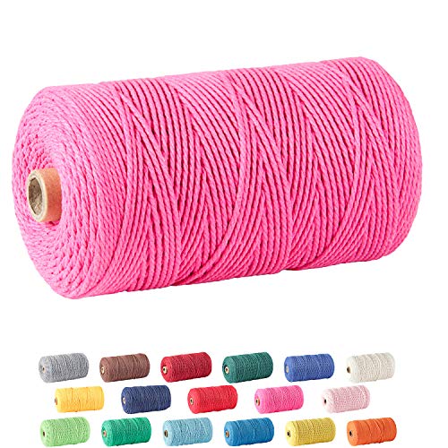Macrame Cord, Zoutog 2Mm X 328 Yd (About 300M) 100% Natural Cotton Soft Unstained Rope For Handmade Plant Hanger Wall Hanging Craft Making, Rose Red #TOP19