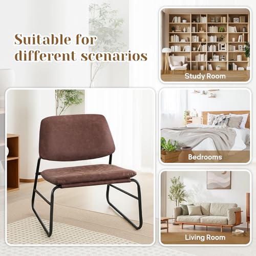 Sillón Armless Detallado Tufted Marrón miniatura 5