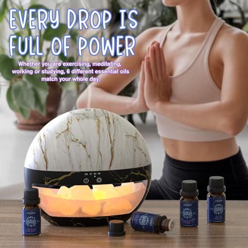 SALUBRITO Ätherisches Öle Set, Natürliche Aromatherapie Duftöle Set für Diffuser, Glücklich, Energie, Entspannung, Atmen, süßer Traum, Ätherische Ölmischungen Geschenkset für Frauen und Männer