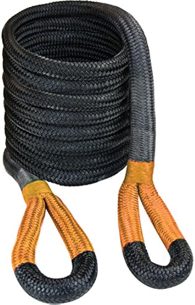 VULCAN Off-Road Recovery Rope - 1-1/4 Inch x 30 Foot - Orange Eyes - 52,300 Pound Breaking Strength - Includes Vented Storage Bag