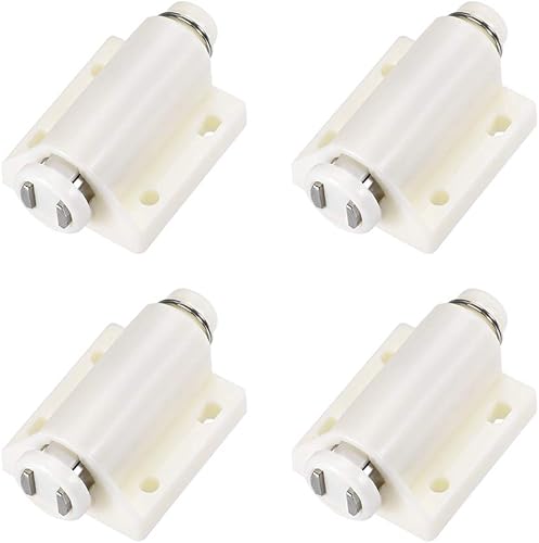 uxcell Touch Catch - Pestillo de prensa magnético para puertas de armario, cajones, color blanco, 4 unidades