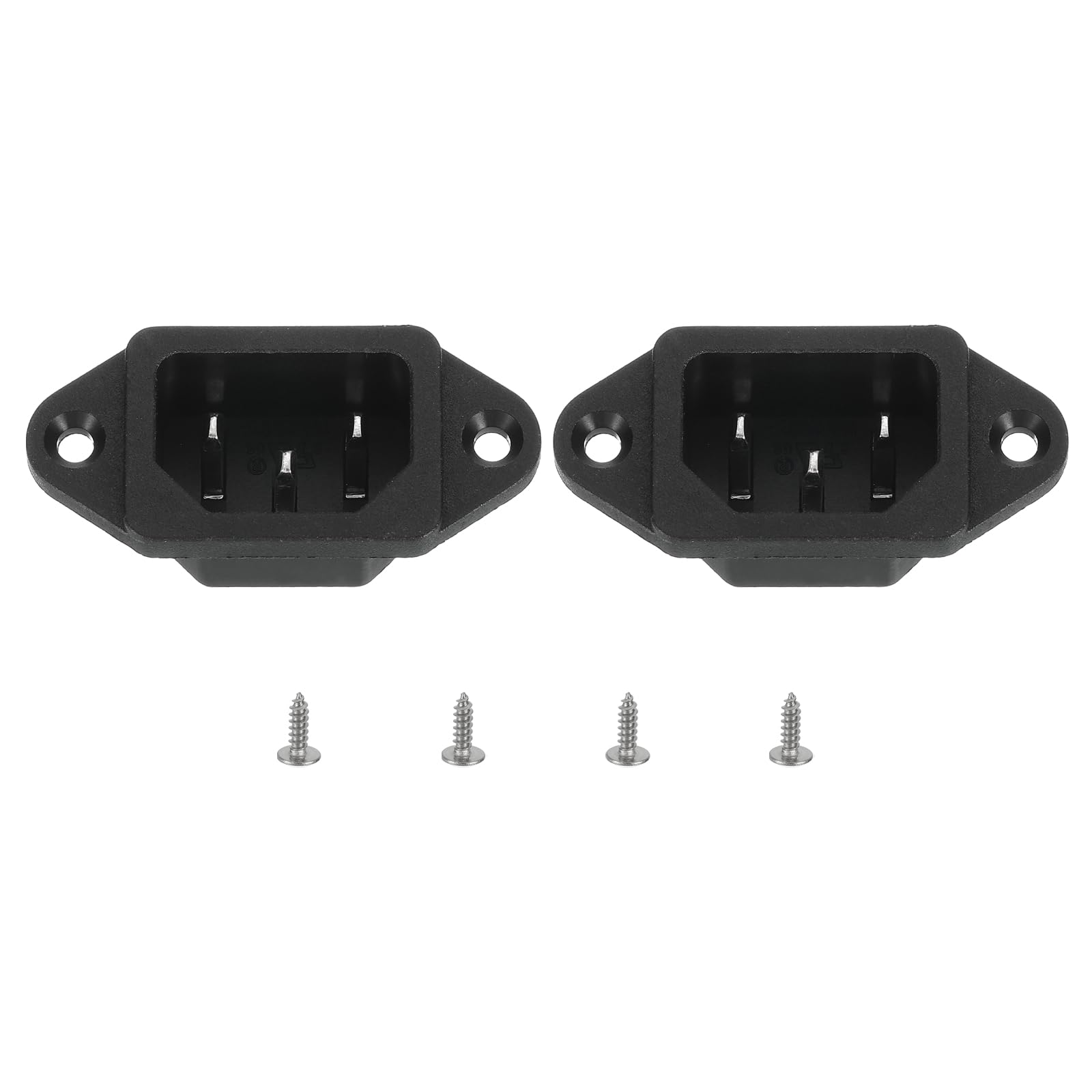 sourcing map C14 Panel Mount Plug Adapter AC 250V 10A /5A 3 Pins IEC Inlet Module Plug Power Connector Socket Straight with Screws 2pcs