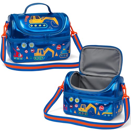Image of FunBlast Insulated Lunch Bag for Kids - Leakproof Tiffin Bag with Shoulder Strap, Spacious, Durable and Easy to Clean, Lightweight Lunch Box Carry Bag for School, Picnic & Travel (Vehicles)