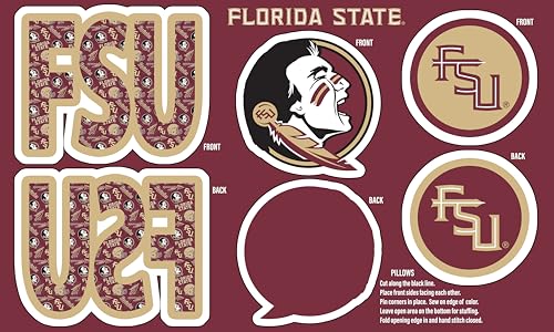 Official Licensed Florida State University Minky DIY Pillow Project. Cut, Sew, and Stuff-Each Panel yields 3 Pillows