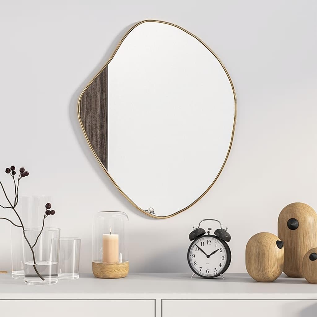 Specchio da Parete, Specchio Cosmetico in Vetro Irregolare con Cornice in PVC, Elemento Decorativo da Appendere per Bagno, Camera da Letto, Corridoio, Ingresso e Soggiorno (50 x 40 cm)