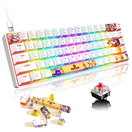 Image of Portable 60% Mechanical Gaming Keyboard 18 Chroma RGB Backlit Ultra-Compact 68 Keys Dye Sublimation PBT Ergonomic Full Keys Anti-ghosting Compatible with PS4,PS5,PC,Gamers,Typist(White /Red Switch)