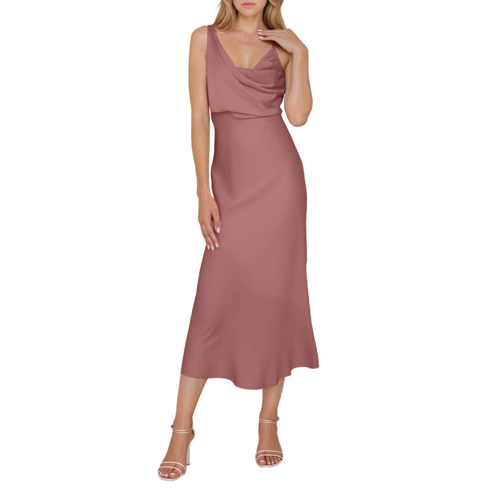 Robe d'été décontractée en satin sans manches à taille haute épurée