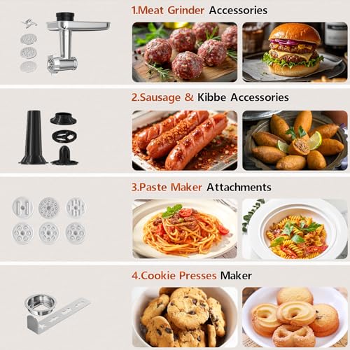 9-in-1 Stand Mixer, 1500W Electric Kitchen Mixer with 5.5L Bowl, Multifunctional Food Mixer for Cake, Bread, and Dough with Meat Grinder, Sausage Maker, Pasta & Cookie Attachments, Black - Image 2