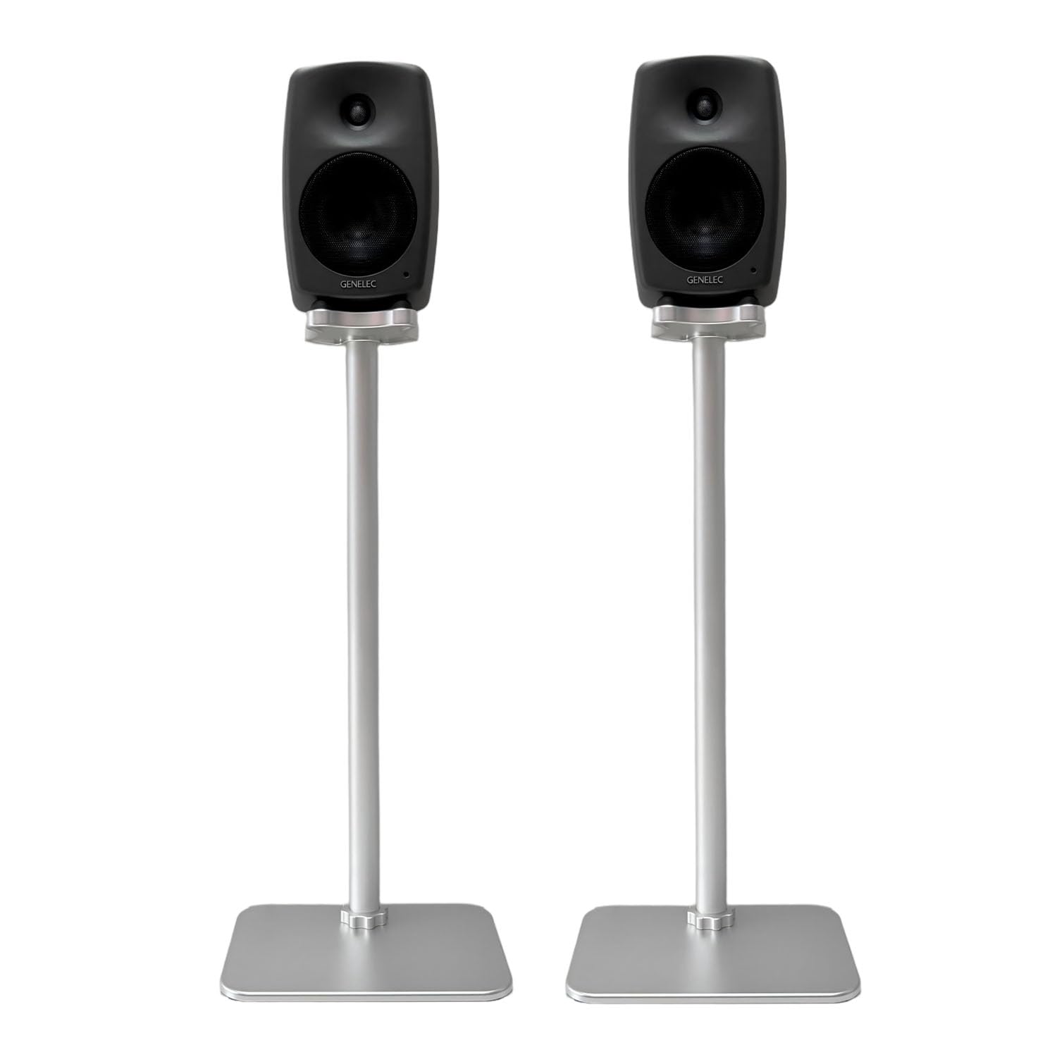 Lautsprecherständer für Genelec 8010/G1/G One/8010A/8310 & XX1X Serie Studiomonitore, Aluminiumlegierung, Kabelführung, einfache Montage (8030/G3/ G Three/ 8330 & XX2X Silber Paar)