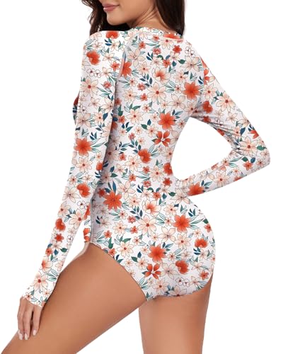 Image of Century Star UPF 50+ Long Sleeve Swimsuits for Women - Rash Guard Modest High Neck Surf One Piece Full Coverage Bathing Suit