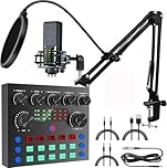 Audio Interface Podcast Equipment Bundle, focombance All-in-One Live Mixer Audio Streaming Podcast Microphone Studio Condenser Mic Kit Gaming PC Phone Karaoke Recording Card Sound Live Voice Changer