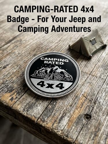 Image of 2 pcs Car Emblem 4 x 4 Metal Automotive Badge 3D Metal Car Badges Emblems Round Emblem Decals Car Badge Decals Stickers Compatible with Vehicles Trucks SUV RV Decorations (Camping)