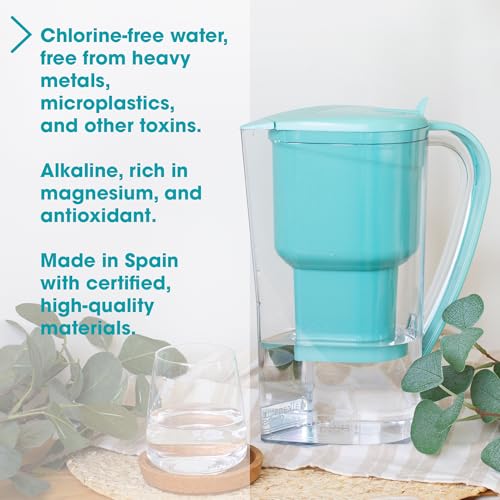 Image of Alkanatur Water Filter Pitcher Removes Fluoride, Microplastics, PFAs - Adds Magnesium - Hydrogenates & Ionizes Water - Removes Chlorine, Heavy Metals - Certified UNE 149101:2015