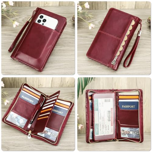 Catapurus PASSPORT WALLET-BURGUNDY Top Grain Leather Travel Passport Wallet Holder thumb #1