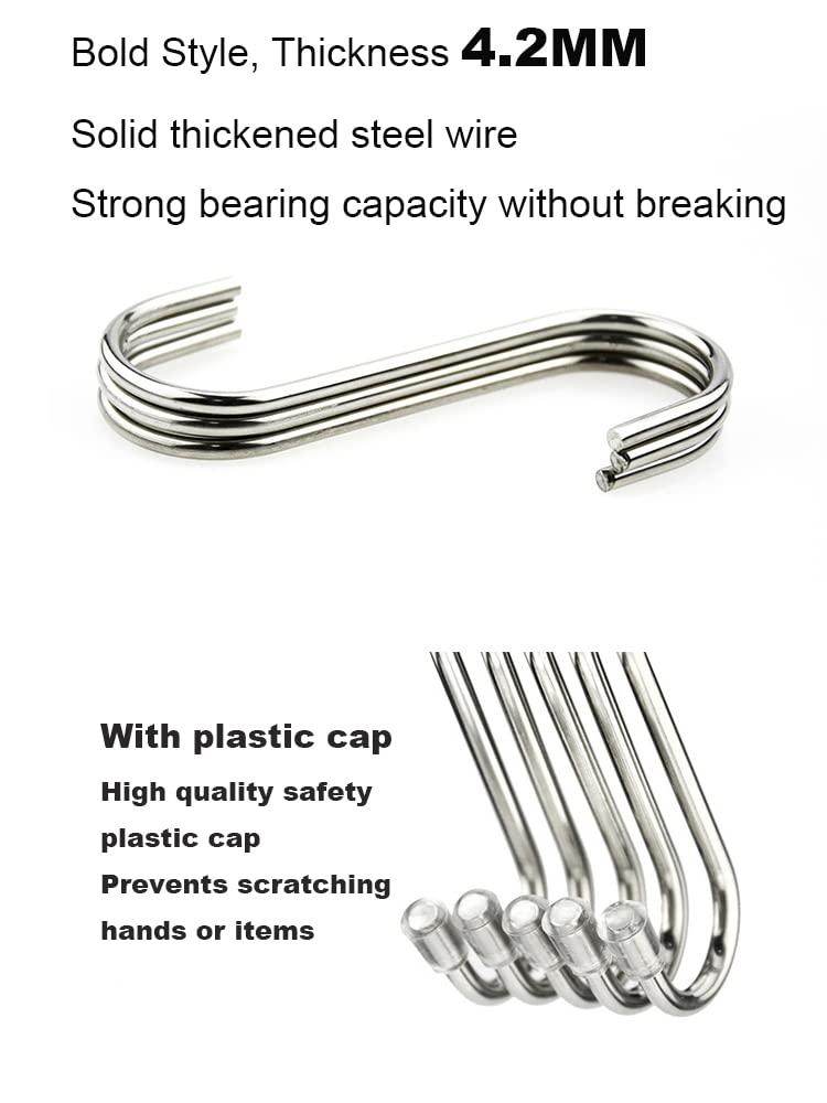 10 Pcs S Hooks Heavy Duty Solid Metal Hangers S Shaped Hook Clothe Hanging Hooks Hanger Stainless Steel Hooks for Family Meal Garden Plants - Image 3