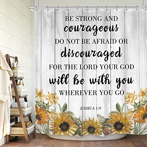 SVBright Bible Verse Sunflower Shower Curtain Inspirational Quotes 60Wx72L Inch ...