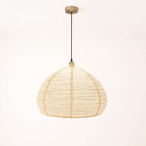 CGC Lighting Indoor Ceiling Lampshade Handmade Easy Fit Linen, Scandinavian Minimalist Style, Non Electrical (Oatmeal Round)