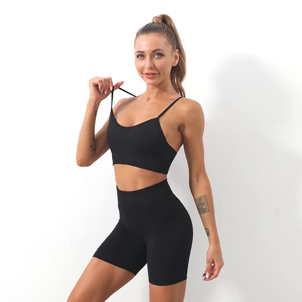 Women's Yoga Outfit Seamless Workout Set High Waist Exercise Shorts Pants with Sport Bra 3PCS Tracksuit Gym Tracksuits
