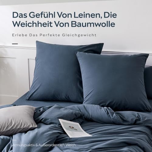 JELLYMONI Kopfkissenbezug 80x80cm Baumwolle 2er Set Blau Oeko-Tex – Ansicht 5