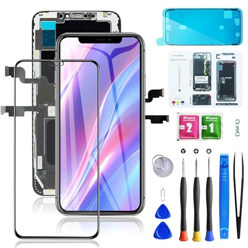for iPhone Xs Max Screen Replacement 6.5 inch Bsz4uov 3D Touch LCD Digitizer Replacement for A1921 A2101 A2102 A2103 A2104 with Repair Tools Kit+Screen Protector+Waterproof Frame Adhesive