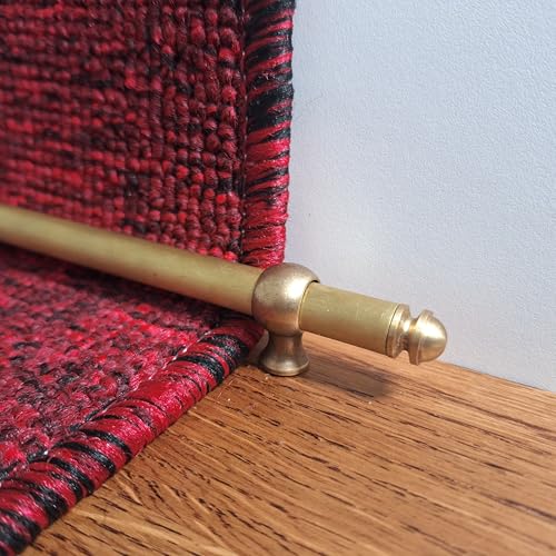 Generisch Lot de tringles d'escalier de 11 mm en laiton bruni avec partie intérieure en fer – Barre avec 2 œillets (110 cm)