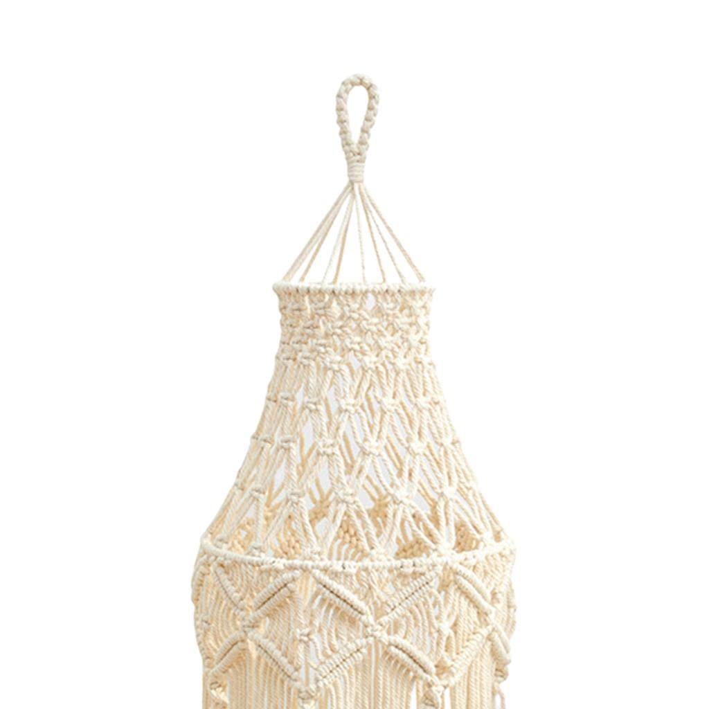 Pantalla Macramé Lámpara Colgante Bohemia Tejida Cubierta Algodón Decorativa para Sala de Estar Dormitorio Cuarto Infantil Boda Fiestas Regalo, Los
