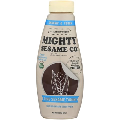 Mighty Sesame Co. Tahini Smooth Sesame Seeds, Creamy Squeezable & Ready, Vegan, Plant-Based Protein, USDA Certified Organic, Gluten-Free, Kosher, Keto Friendly, Non-GMO, 10.9 Ounce (Pack of 8) Cover