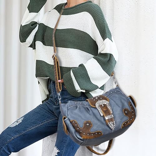 Image of Angel Kiss Hobo Bags for Women Vegan Leather Purses and Handbags Ladies Chic Shoulder Bags Crossbody Purses with Metal Studs