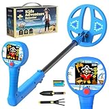 DR.ÖTEK Metal Detector for Kids - Innovative 2.4” Color LCD Display, 6.7” LED-Lit Coil, Adjustable & Lightweight Kids Metal Detector with Safe Rubber Grip, STEM Gifts for Boys & Girls Ages 3-12, Blue