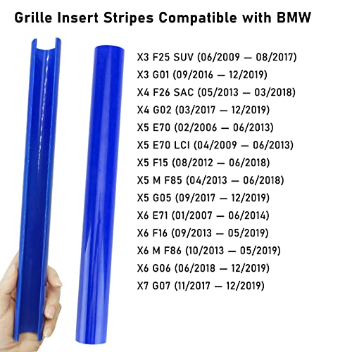 Image of Jaronx Compatible with BMW V Brace Cover,Grille Inserts V Bar Brace Wrap Covers Compatible with BMW X3 F25 G01 / X4 F26 G02 /X5 E70 F15 G05 /X6 E71 F16 G06 /X7 G07,Front Grill Insert Stripes(Blue)