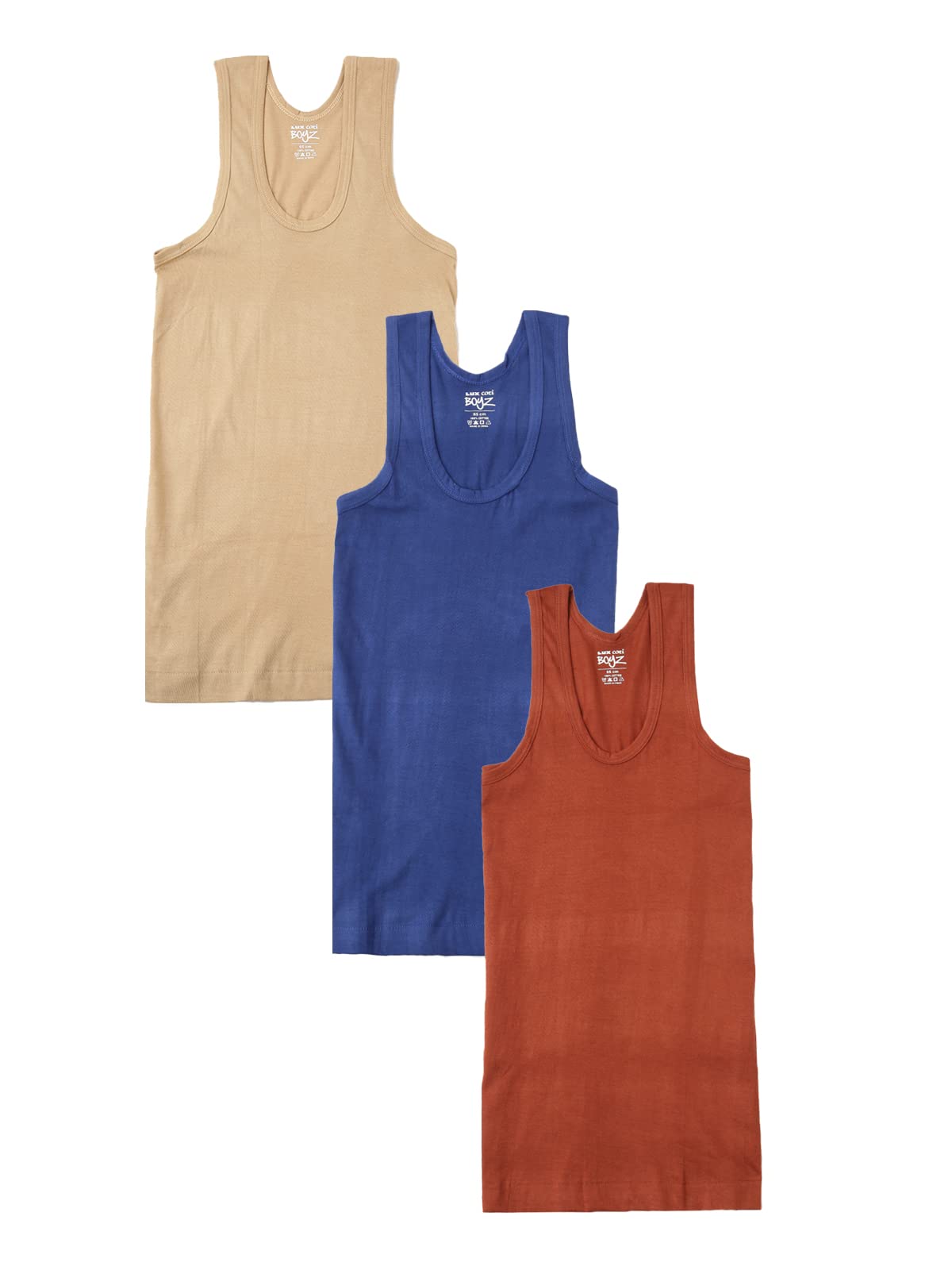 lux cozi Boy's Super Combed Cotton Round Neck Sleeveless Color Vest|Singlet Top|Cotton Vests for Boys|Boys Innerwear|Sleepwear|Nightwear|[Pack of 3]-picture-10