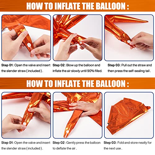 Image of PartyWoo Orange Star Spike Balloons 6pcs Explosion Foil Mylar Balloons | 27 22 Inch for Wedding Halloween Anniversary Birthday Baby Shower Fall Gender Reveal Graduation Party Decorations
