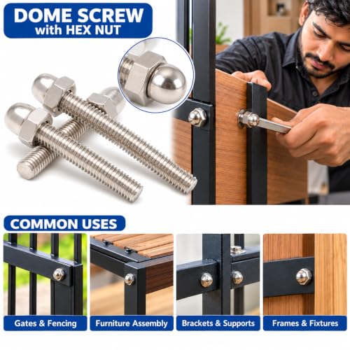 Image of By VP INDUSTRIES (Combo - 10 Pcs) M5x25 mm Stainless Steel Dome Cap Screw