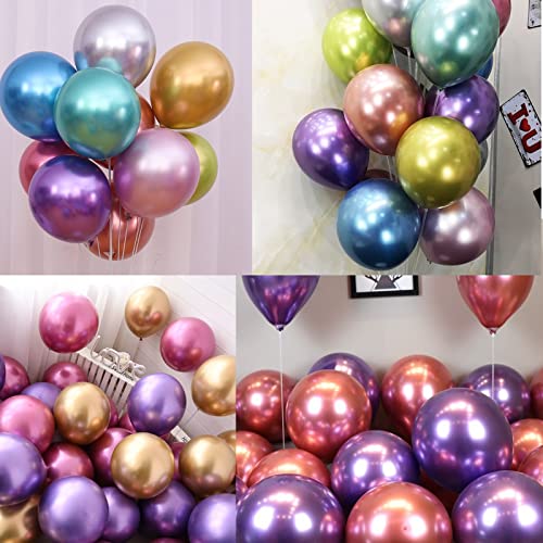 Image of 5 inch Metallic Purple Balloons, 100 pcs Thick Chrome Purple Balloons Shiny Latex Party Balloons(Metallic Purple)