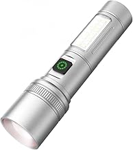 UN1QUE Aluminum Alloy Rechargeable Torch Light, 1000 Lumens Torch Light with 6 Light Modes, Stepless Zoom, Small Size Flashlight (Sliver)