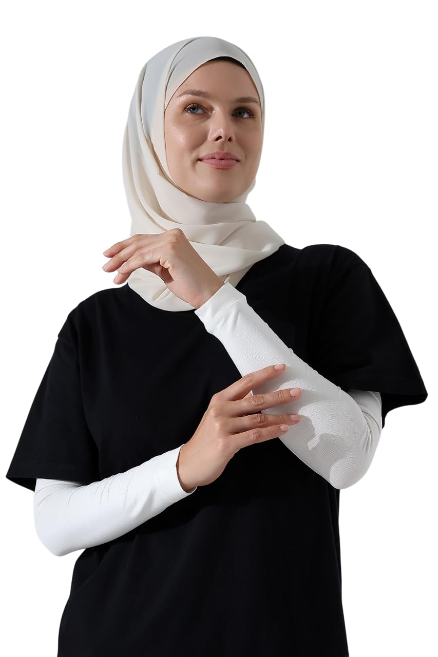 ihvan online, Hijab Sleeves for Women, Muslim Arm Sleeve for Prayer, Women's Soft Stretchy Modest Sleeves to Cover Arms, Cream